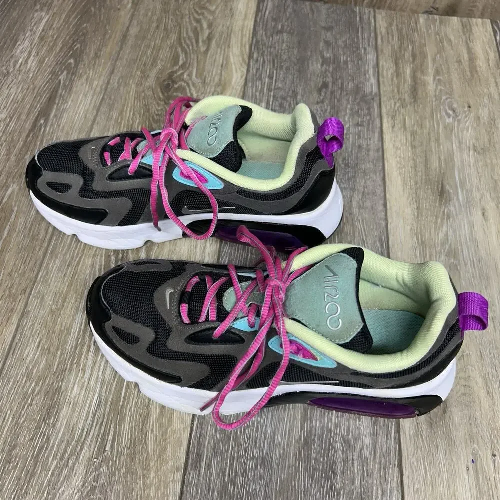 Nike Kids Youth US Size 6 Air Max 200 AT5627-004 Black Gray Pink Sneaker Shoes